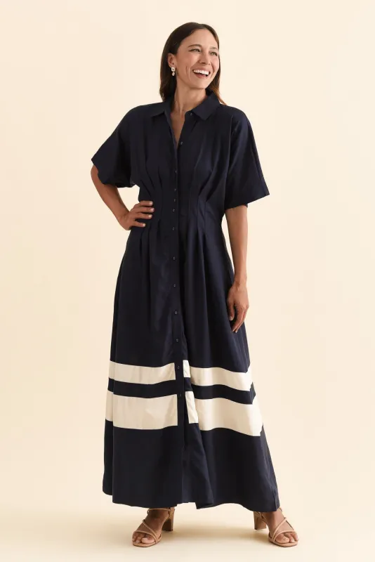 Scarlet Navy Stripe Shirt Dress sold by Blue Bungalow