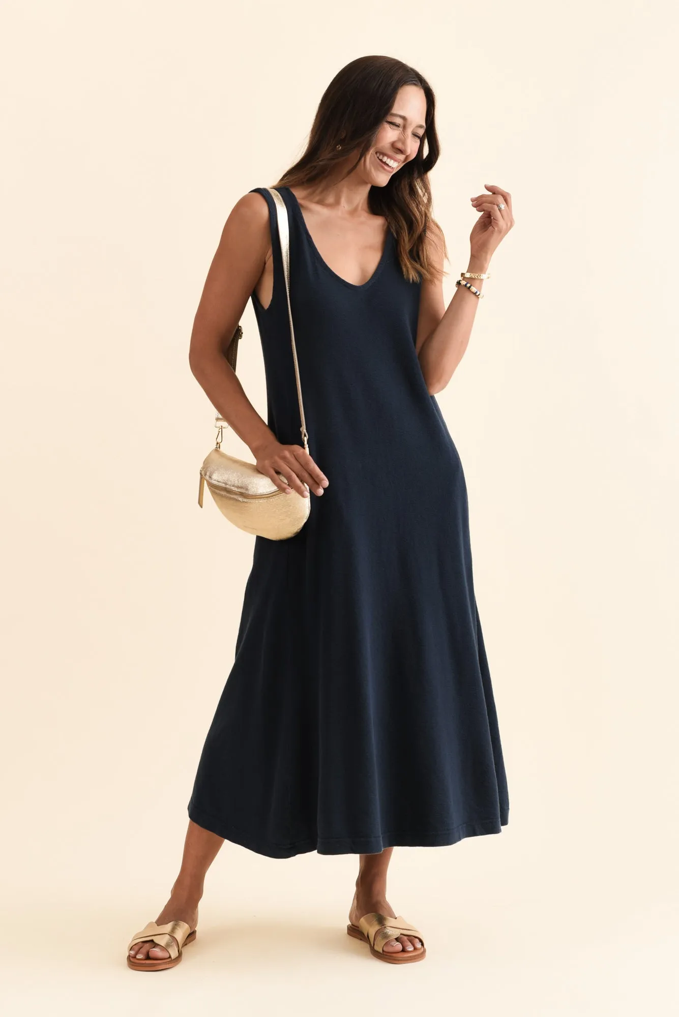 Aspen Navy Pocket Sleeveless Dress sold by Blue Bungalow product image thumbnail 2