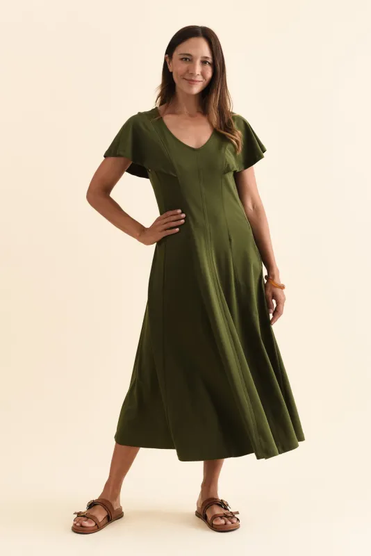 Grace Khaki Cotton Maxi Dress sold by Blue Bungalow