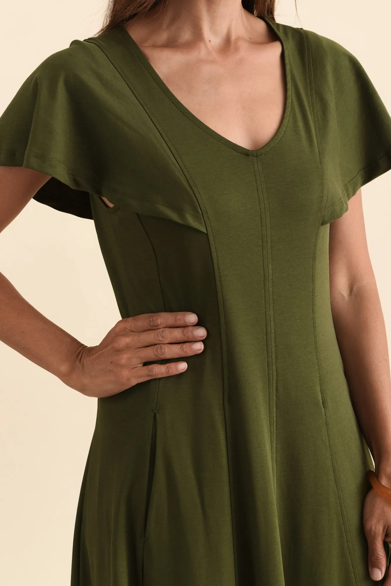 Grace Khaki Cotton Maxi Dress sold by Blue Bungalow product image thumbnail 5