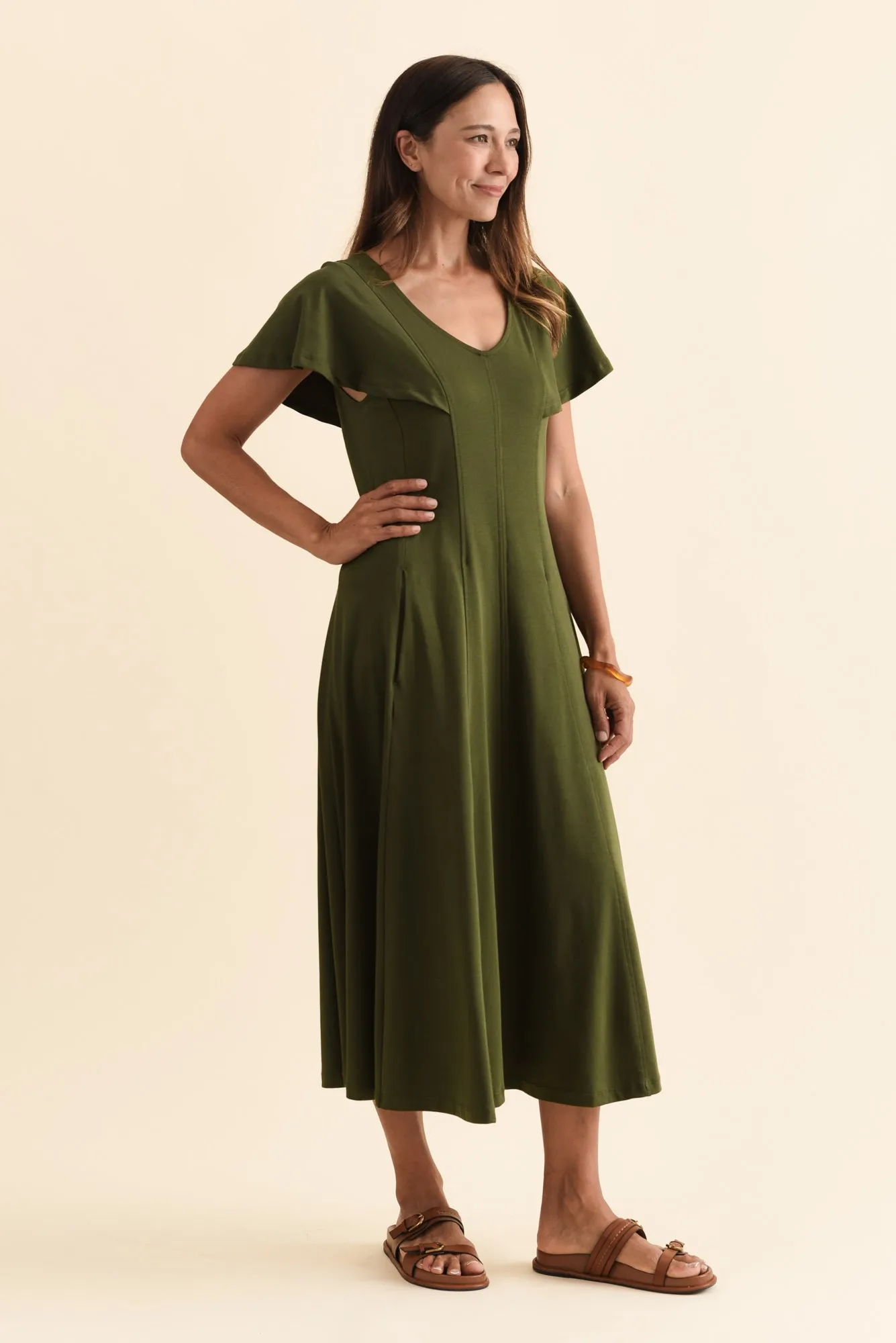 Grace Khaki Cotton Maxi Dress sold by Blue Bungalow product image thumbnail 3