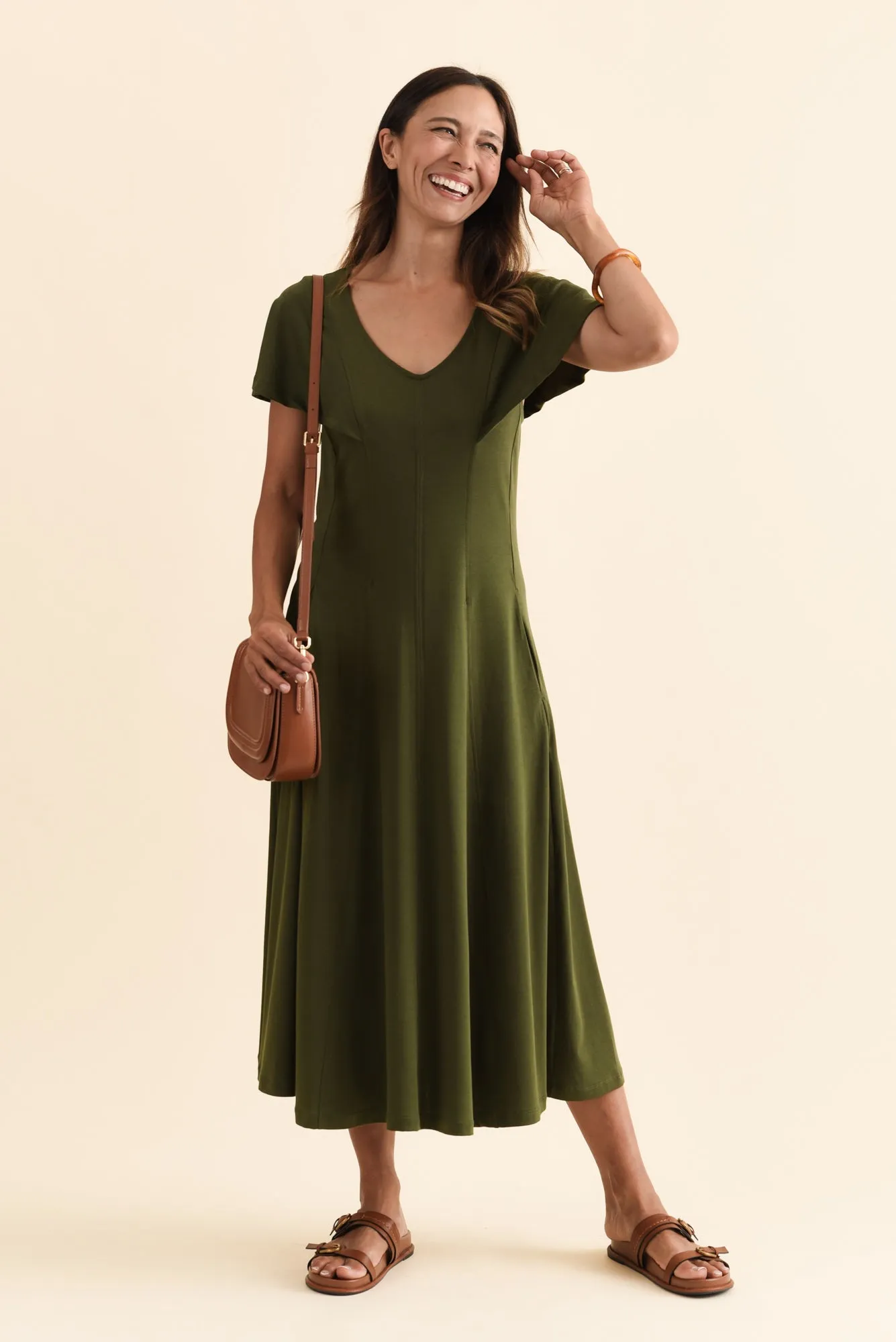 Grace Khaki Cotton Maxi Dress sold by Blue Bungalow product image thumbnail 2