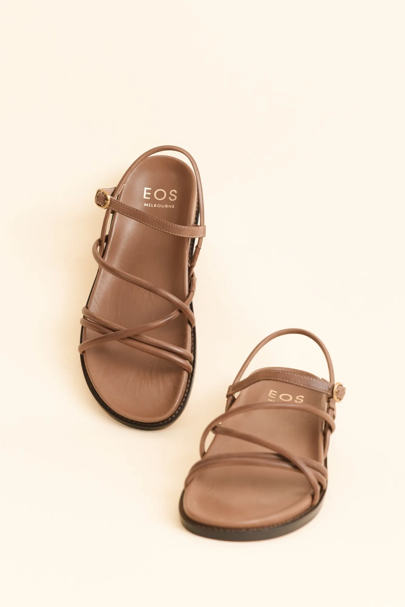 Carmina Mocha Leather Strappy Sandal sold by Blue Bungalow