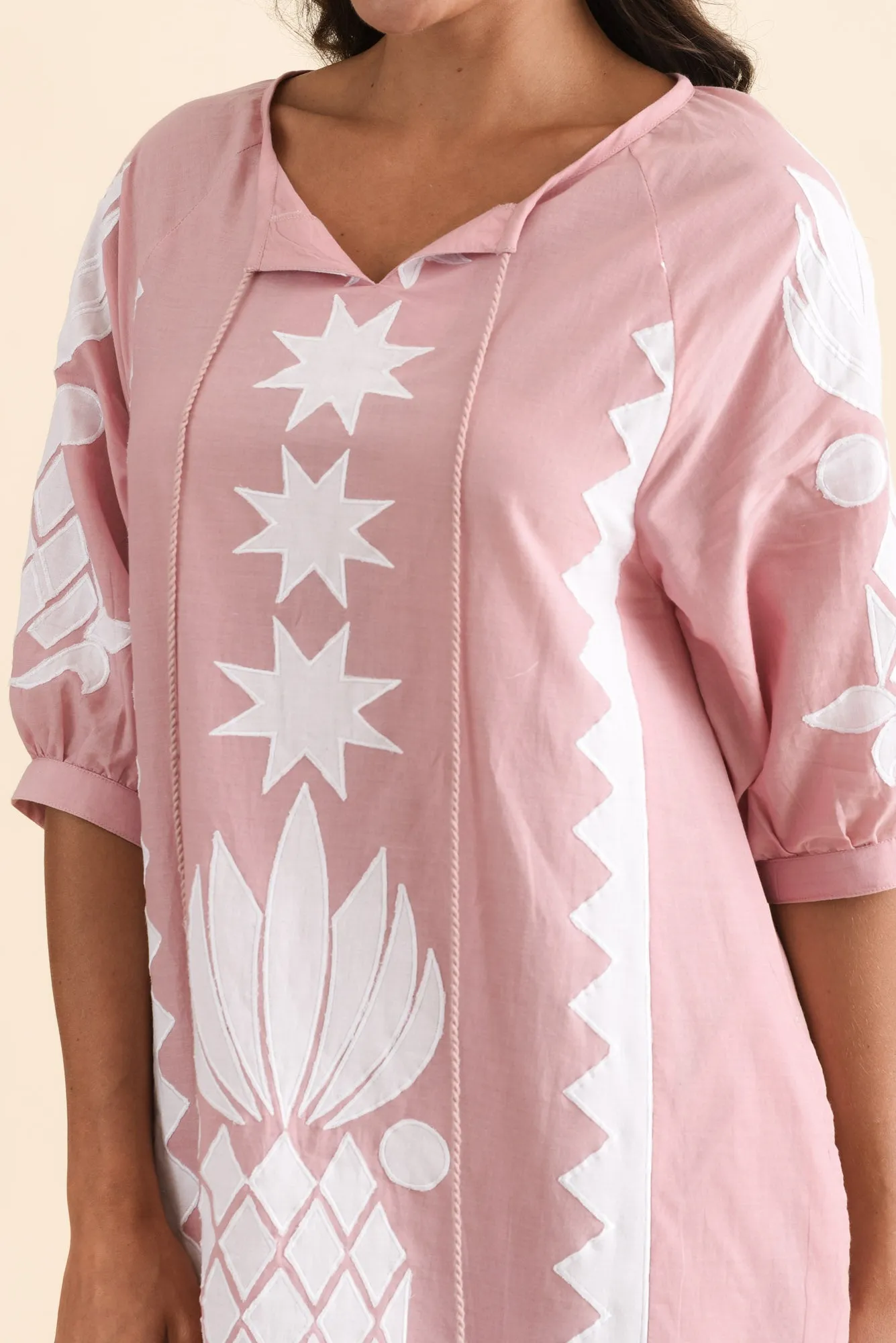 Tori Pink Abstract Cotton Tassel Dress sold by Blue Bungalow product image thumbnail 5
