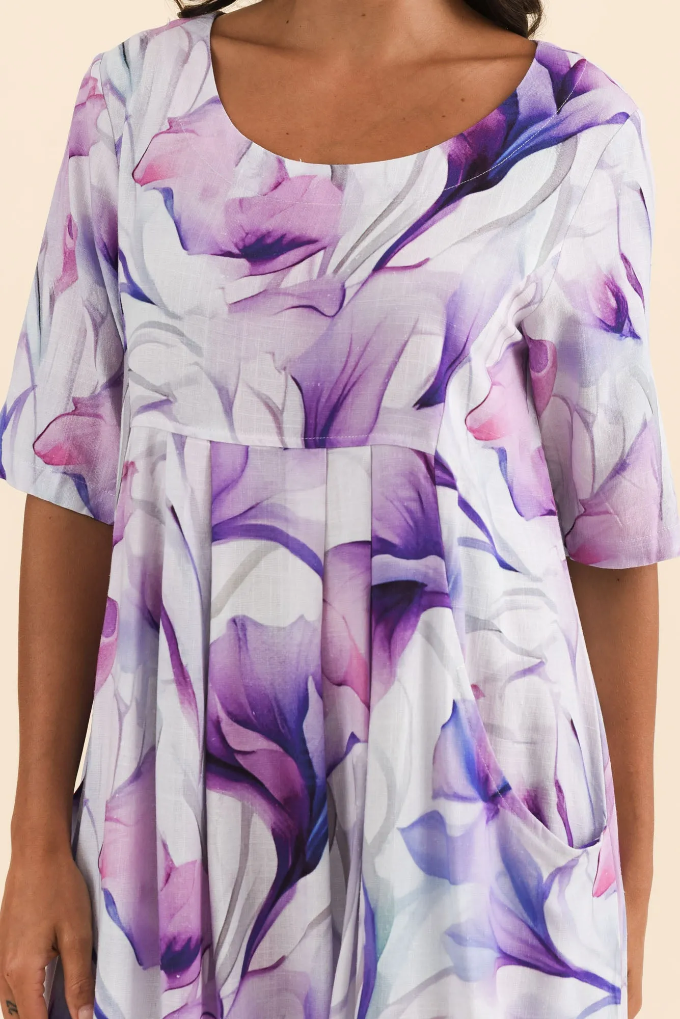 Myley Purple Watercolour Linen Cotton Dress sold by Blue Bungalow product image thumbnail 5