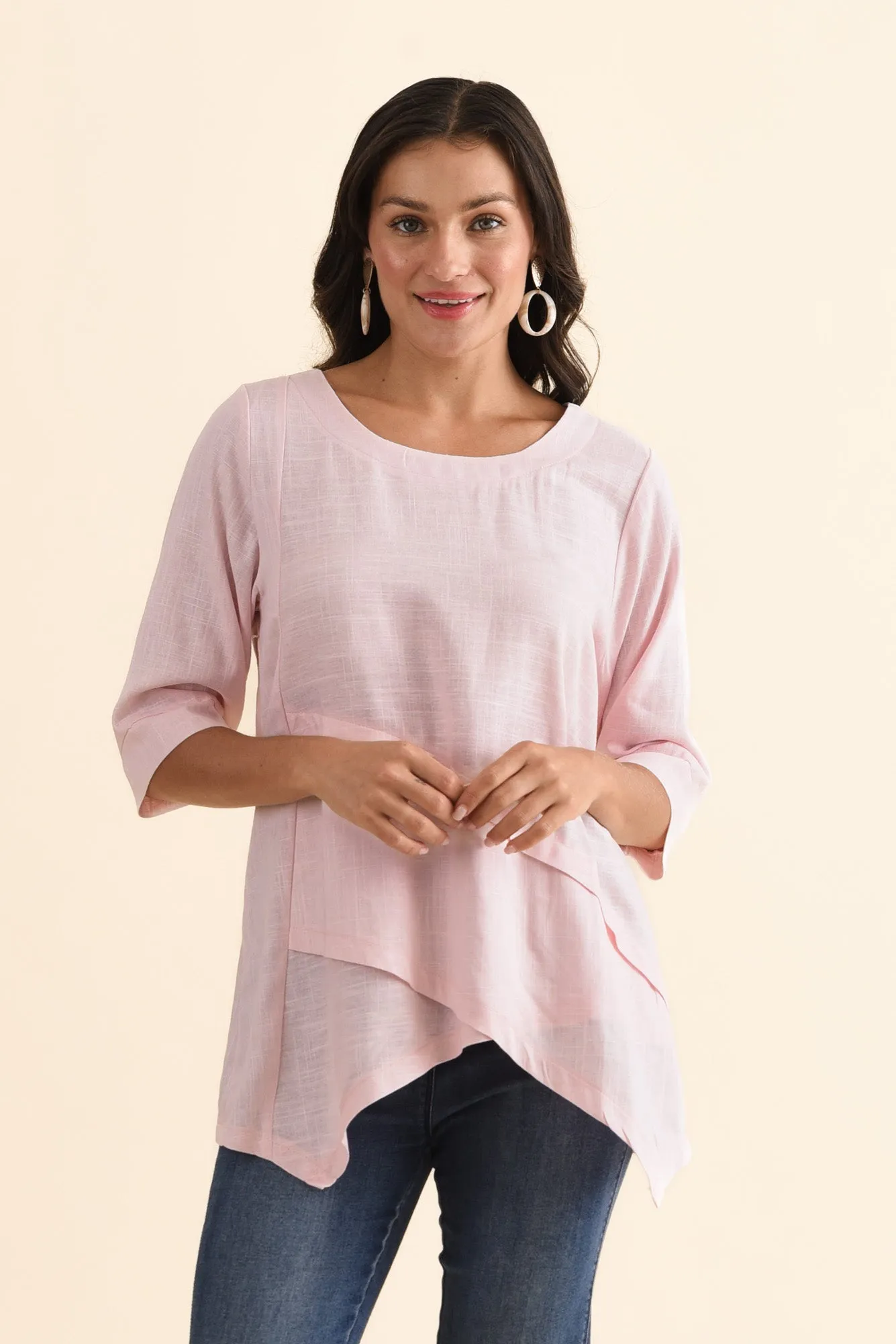 Anya Light Pink Linen Cotton Top sold by Blue Bungalow