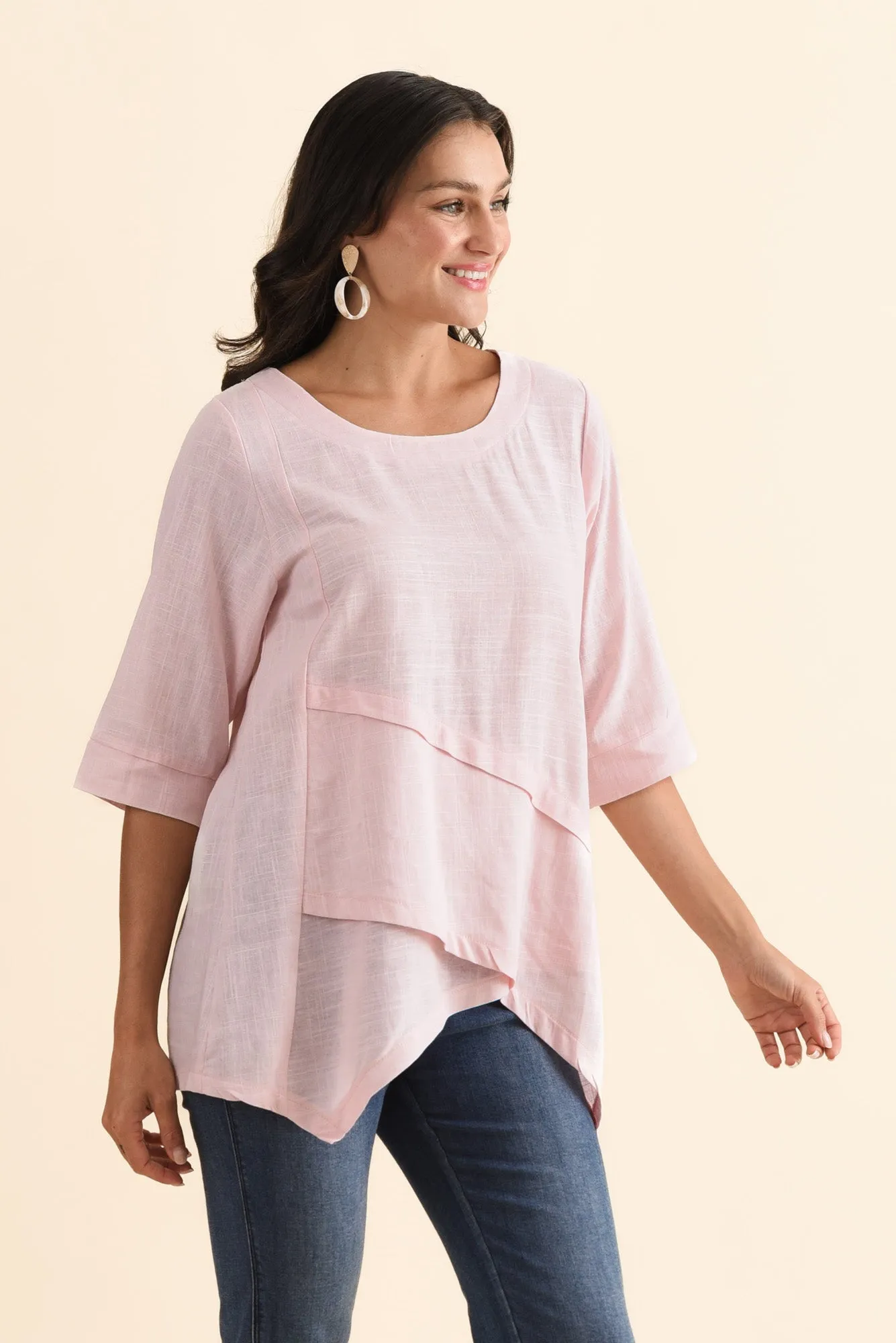 Anya Light Pink Linen Cotton Top sold by Blue Bungalow product image thumbnail 3