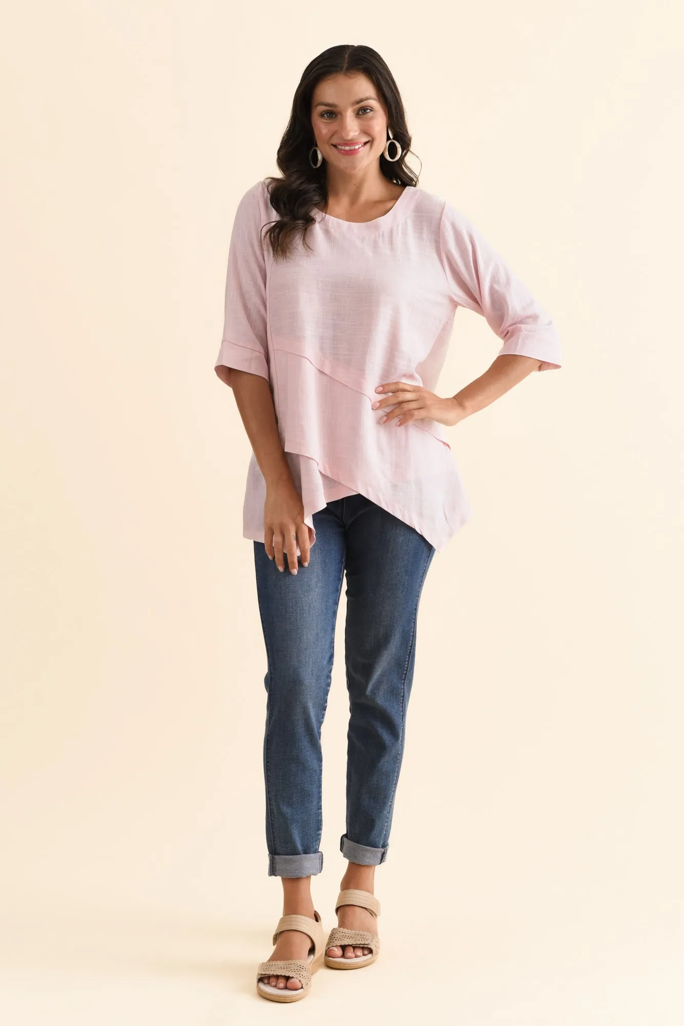Anya Light Pink Linen Cotton Top sold by Blue Bungalow product image thumbnail 2