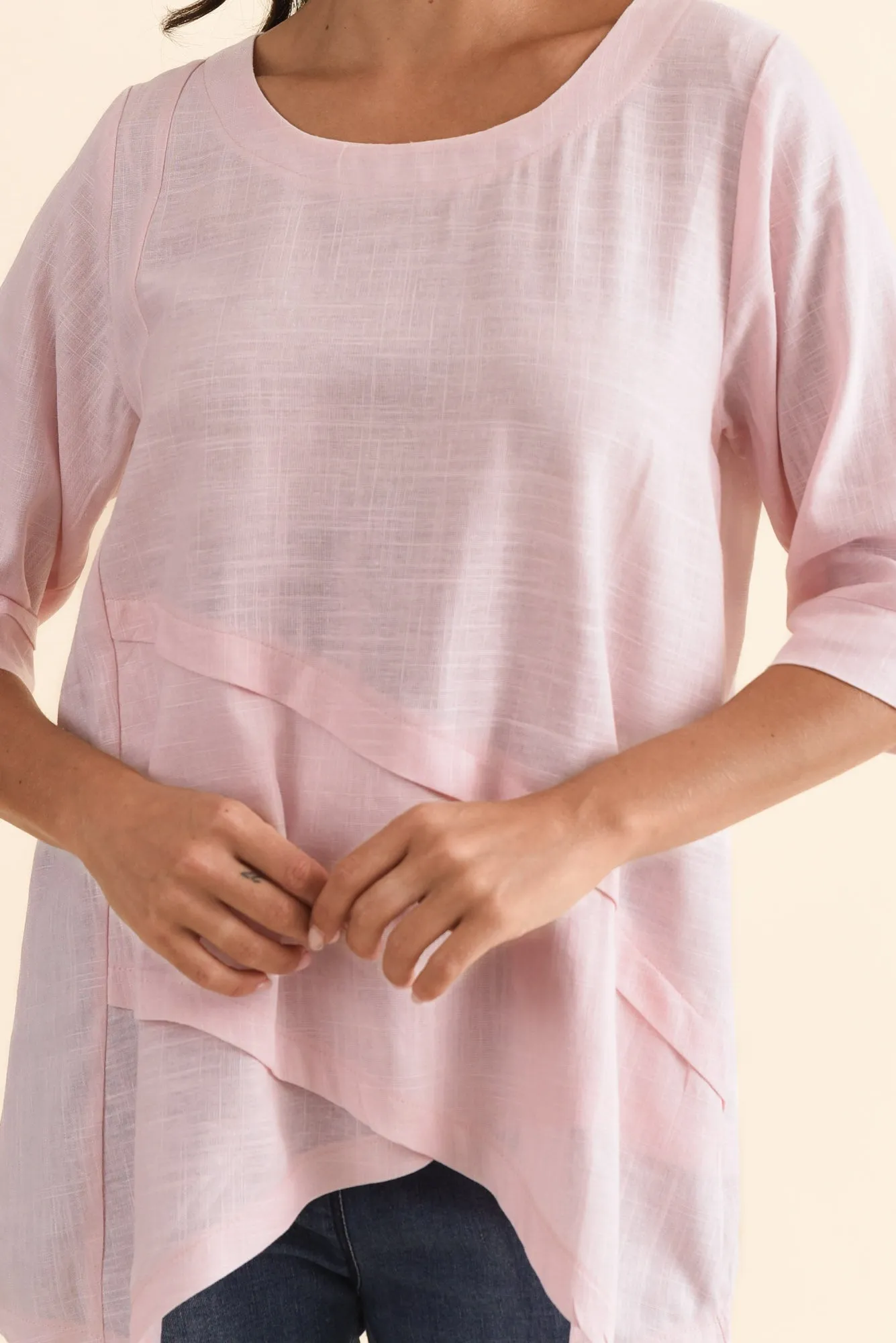 Anya Light Pink Linen Cotton Top sold by Blue Bungalow product image thumbnail 5