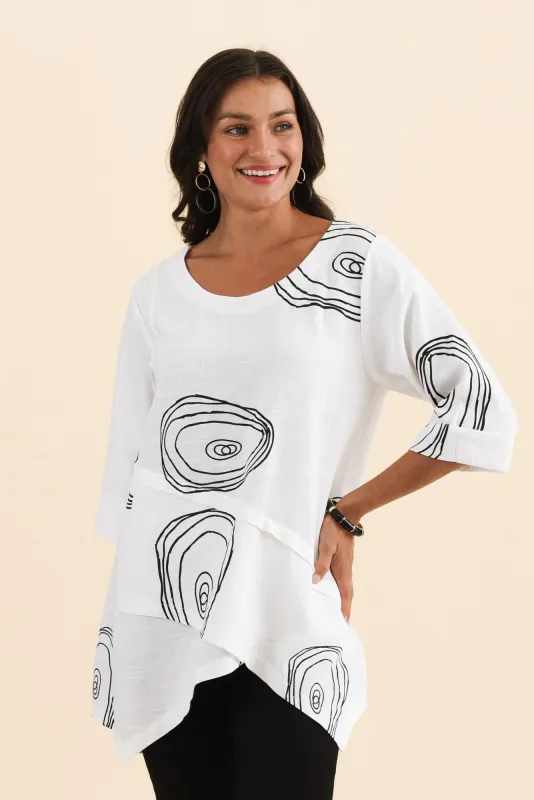 Anya White Circle Linen Cotton Top sold by Blue Bungalow