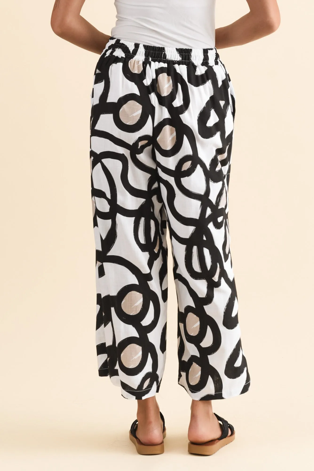Minnelli Black Swirl Linen Cotton Pants sold by Blue Bungalow product image thumbnail 4