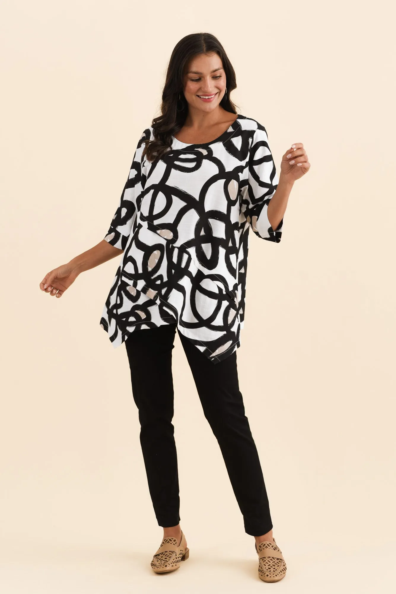 Anya Black Swirl Linen Cotton Top sold by Blue Bungalow product image thumbnail 2