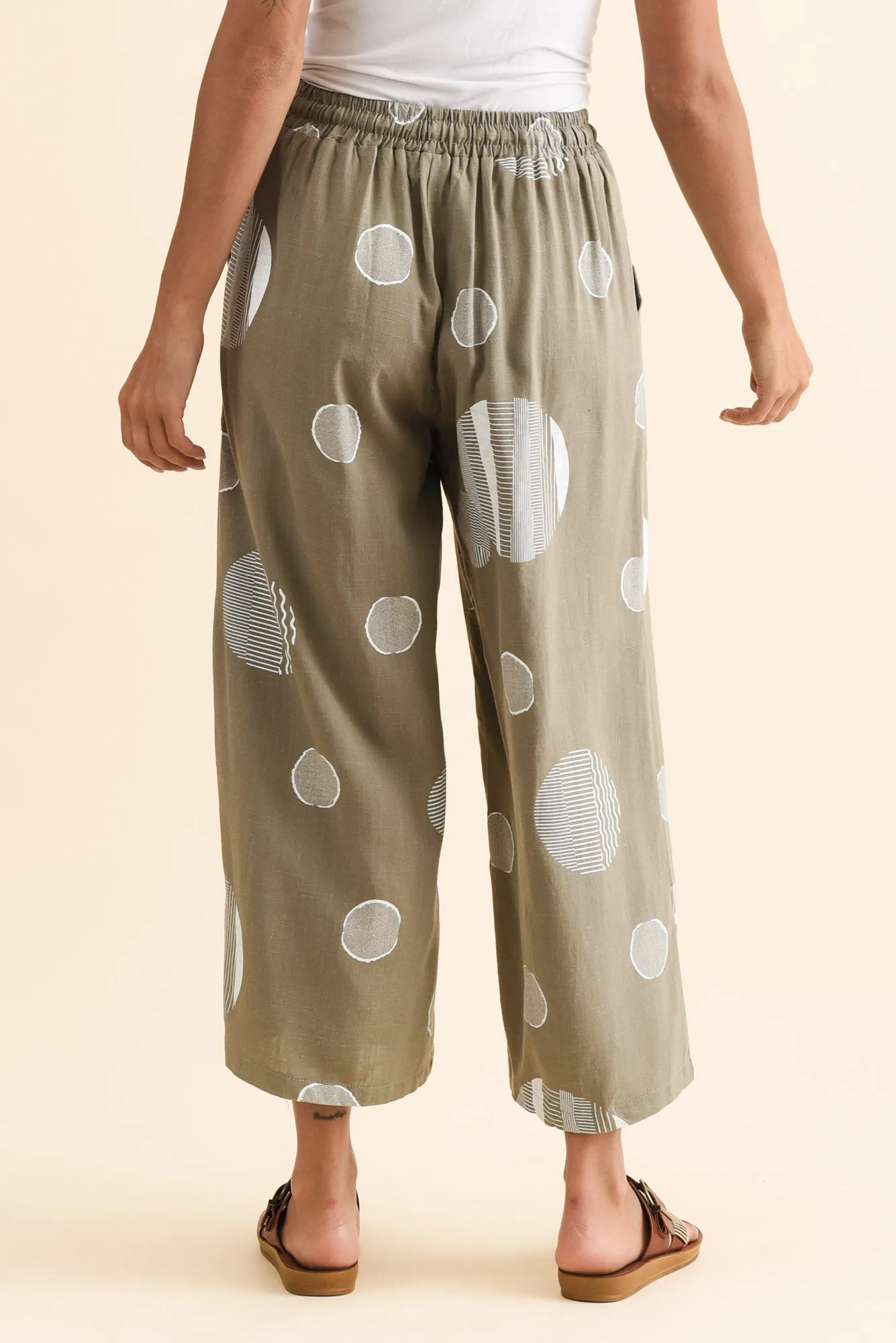 Minnelli Olive Spot Linen Cotton Pants sold by Blue Bungalow product image thumbnail 4