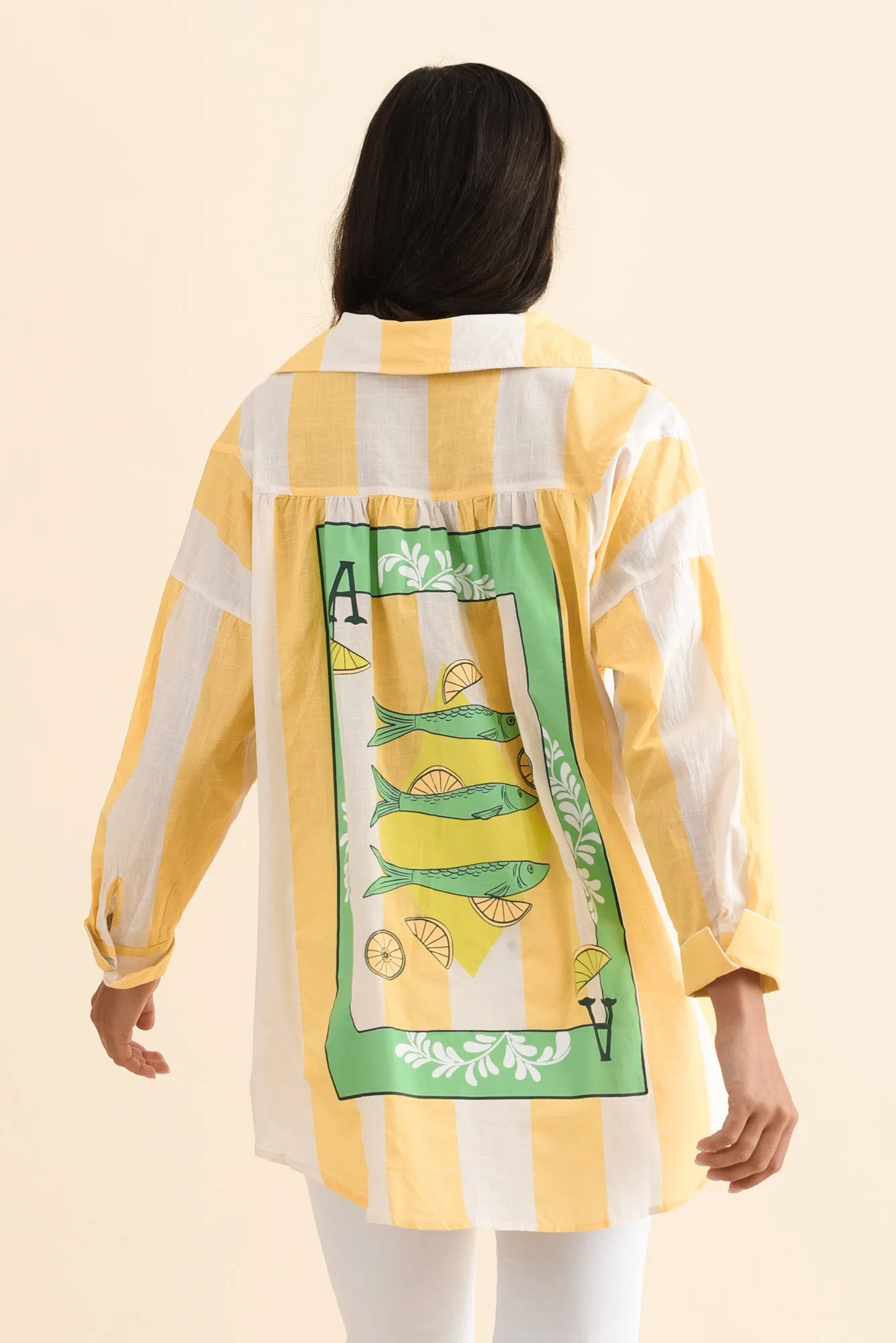 Gena Yellow Stripe Cotton Shirt sold by Blue Bungalow product image thumbnail 5