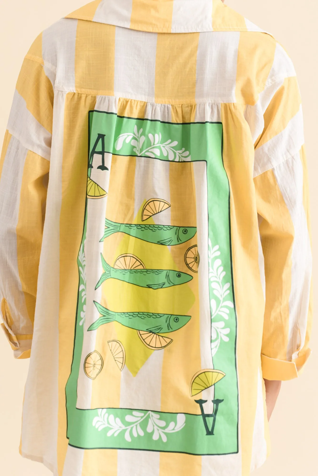 Gena Yellow Stripe Cotton Shirt sold by Blue Bungalow product image thumbnail 2