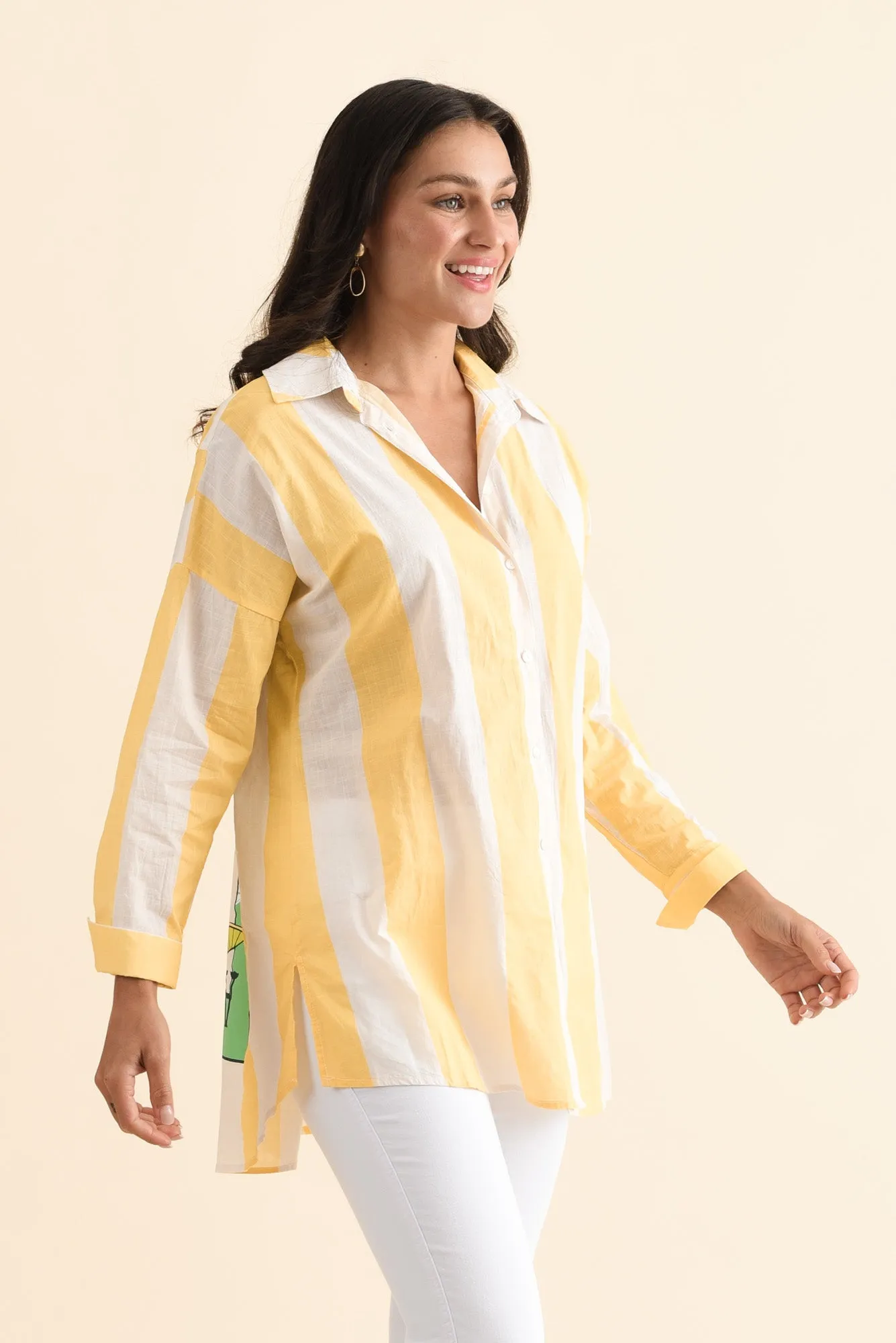 Gena Yellow Stripe Cotton Shirt sold by Blue Bungalow product image thumbnail 4