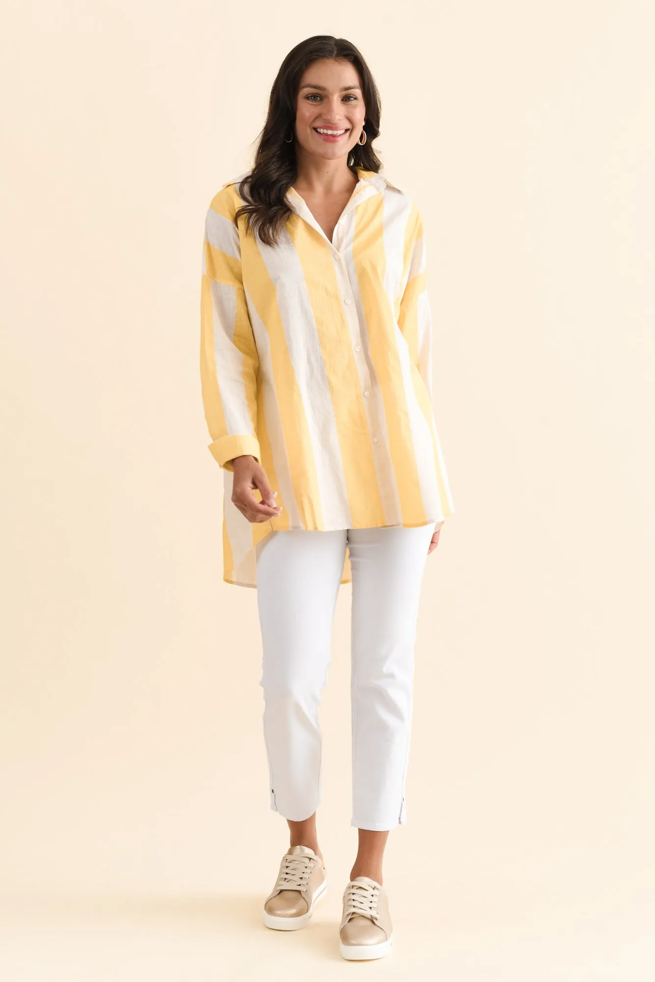 Gena Yellow Stripe Cotton Shirt sold by Blue Bungalow product image thumbnail 3