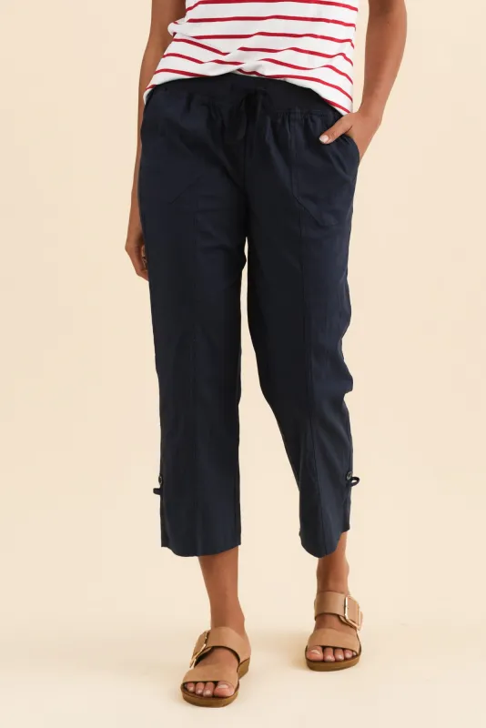Lindsay Navy 7/8 Cargo Pants sold by Blue Bungalow