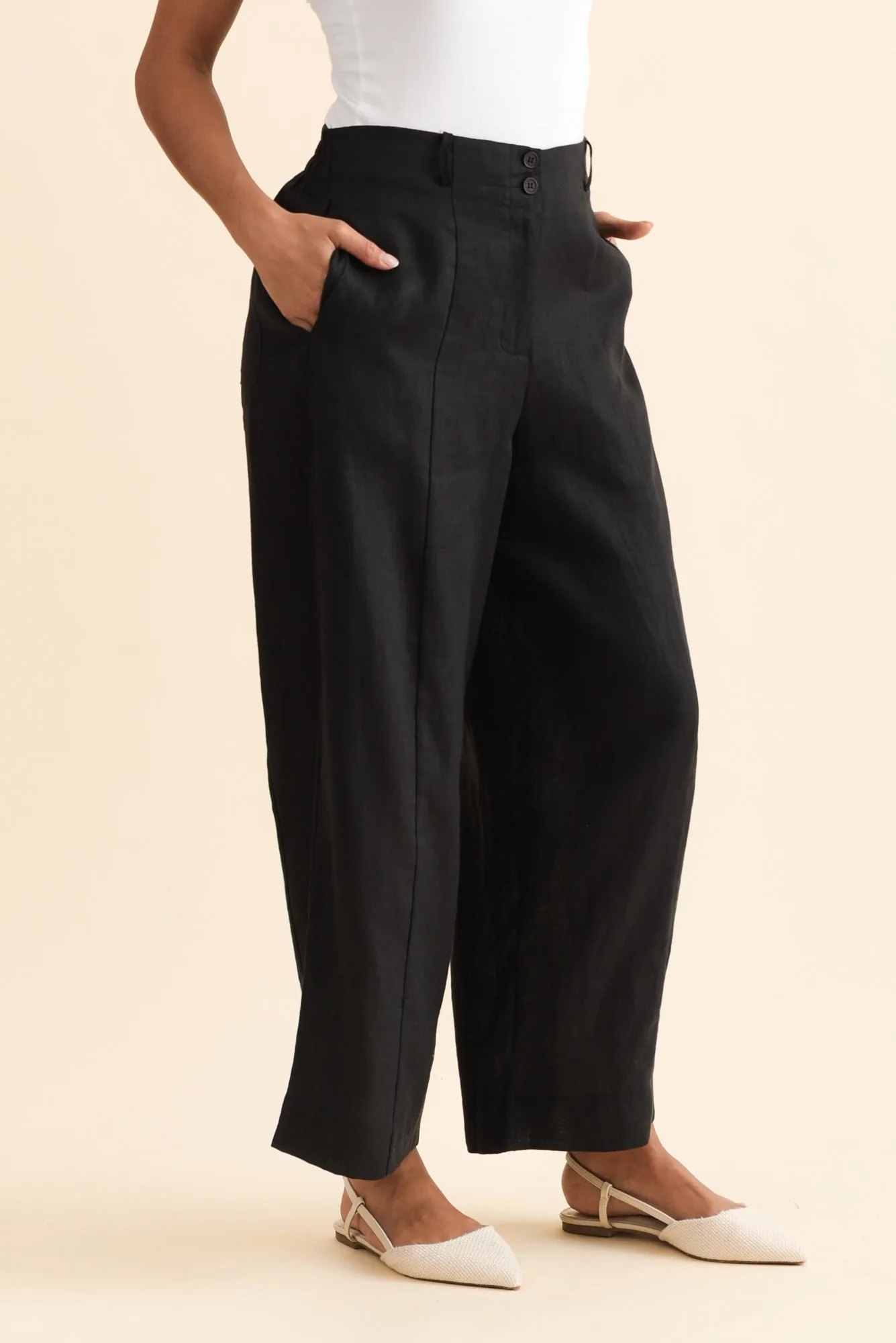 Keegan Black Linen Pocket Pants sold by Blue Bungalow product image thumbnail 3