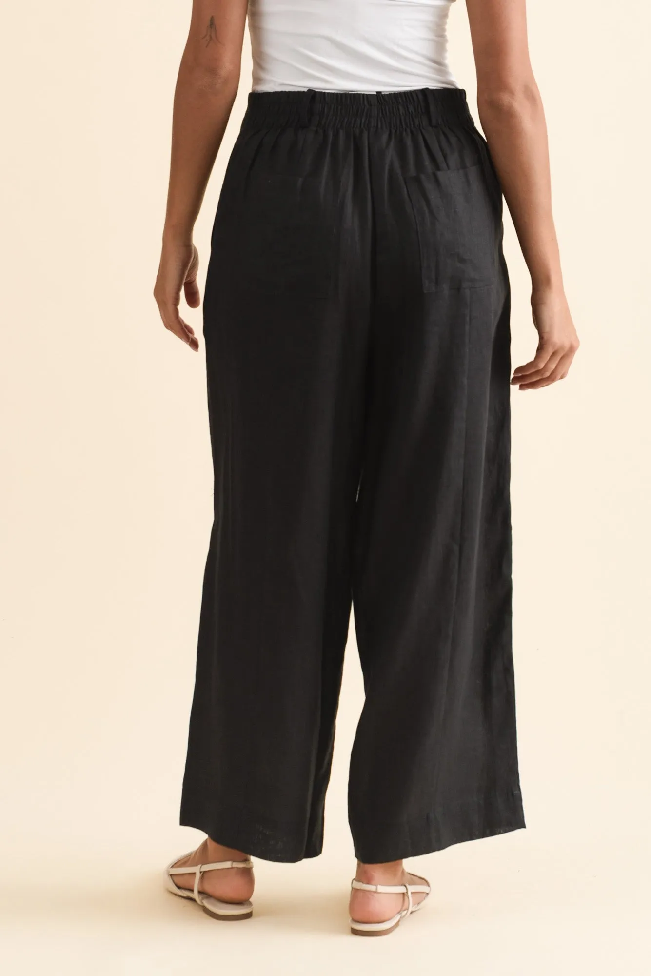 Keegan Black Linen Pocket Pants sold by Blue Bungalow product image thumbnail 4