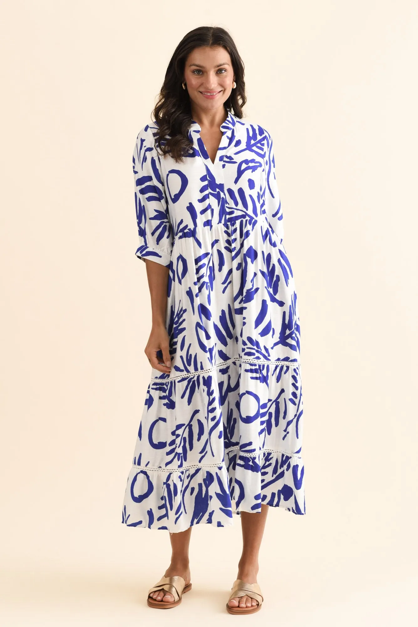 Lillian Blue Leaf Tier Dress sold by Blue Bungalow product image thumbnail 2