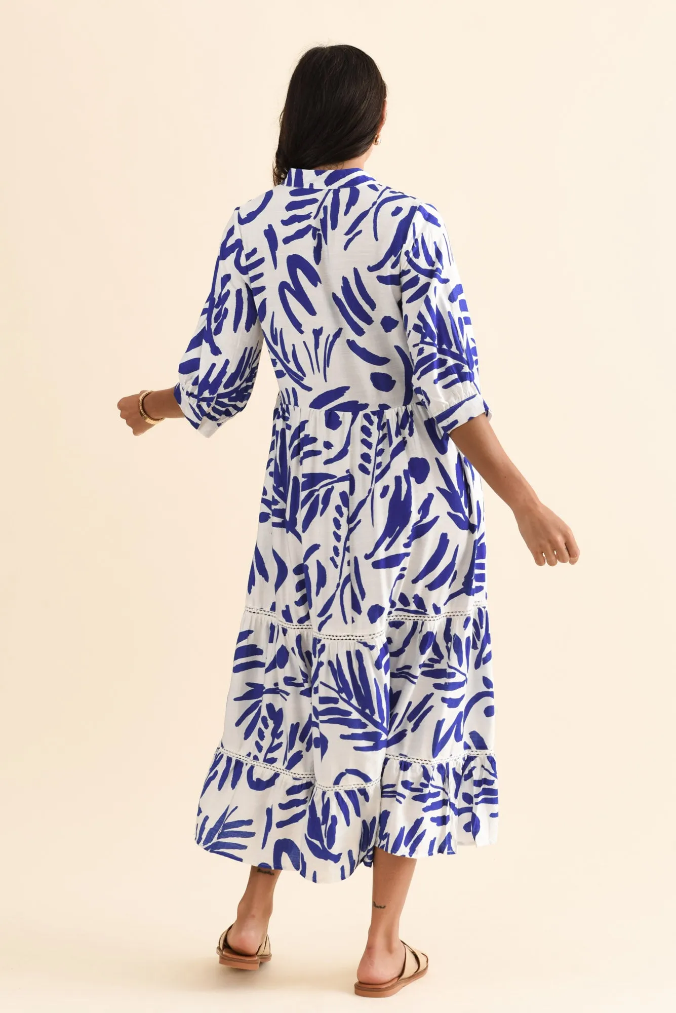 Lillian Blue Leaf Tier Dress sold by Blue Bungalow product image thumbnail 4