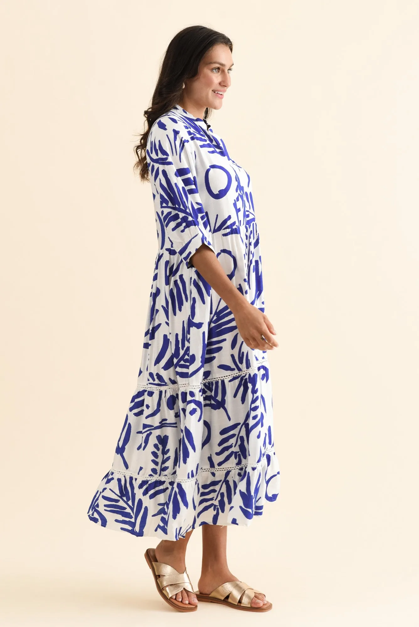 Lillian Blue Leaf Tier Dress sold by Blue Bungalow product image thumbnail 3