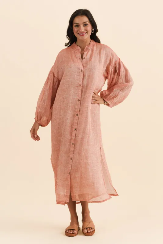 Rowena Orange Linen Dress sold by Blue Bungalow