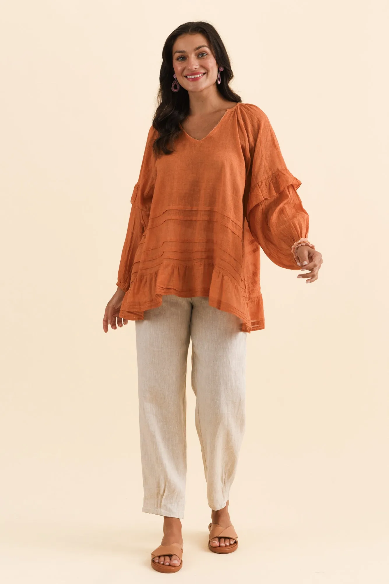 Valencia Orange Cotton Frill Top sold by Blue Bungalow product image thumbnail 2