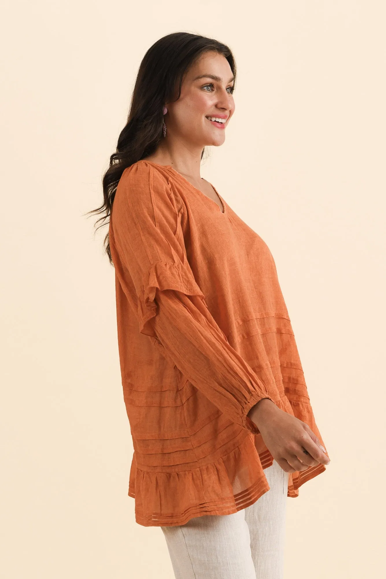 Valencia Orange Cotton Frill Top sold by Blue Bungalow product image thumbnail 3