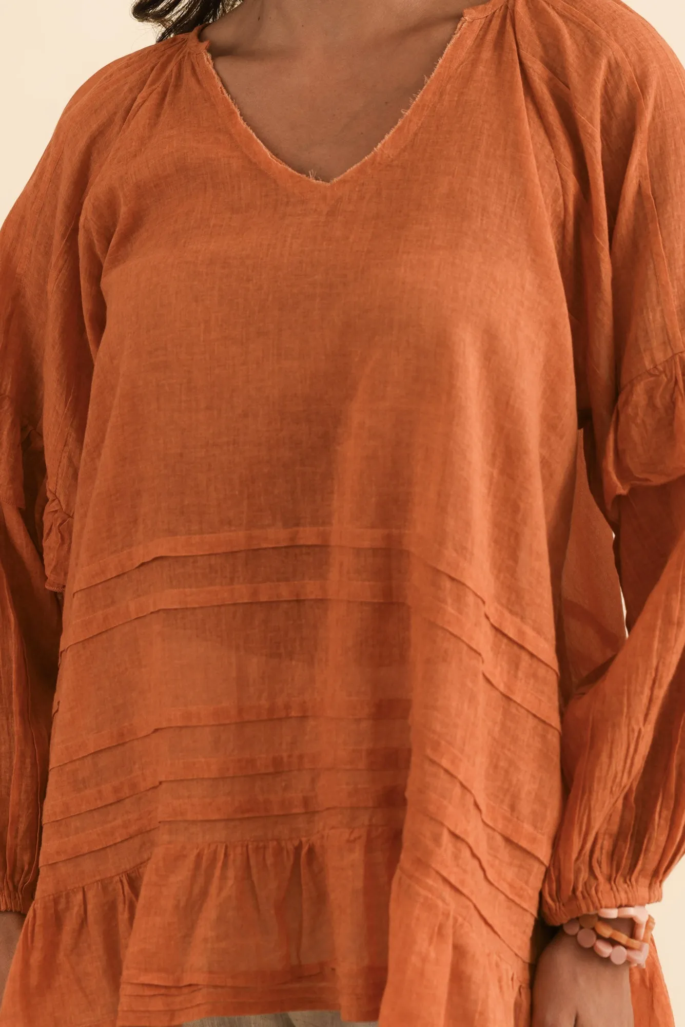 Valencia Orange Cotton Frill Top sold by Blue Bungalow product image thumbnail 5