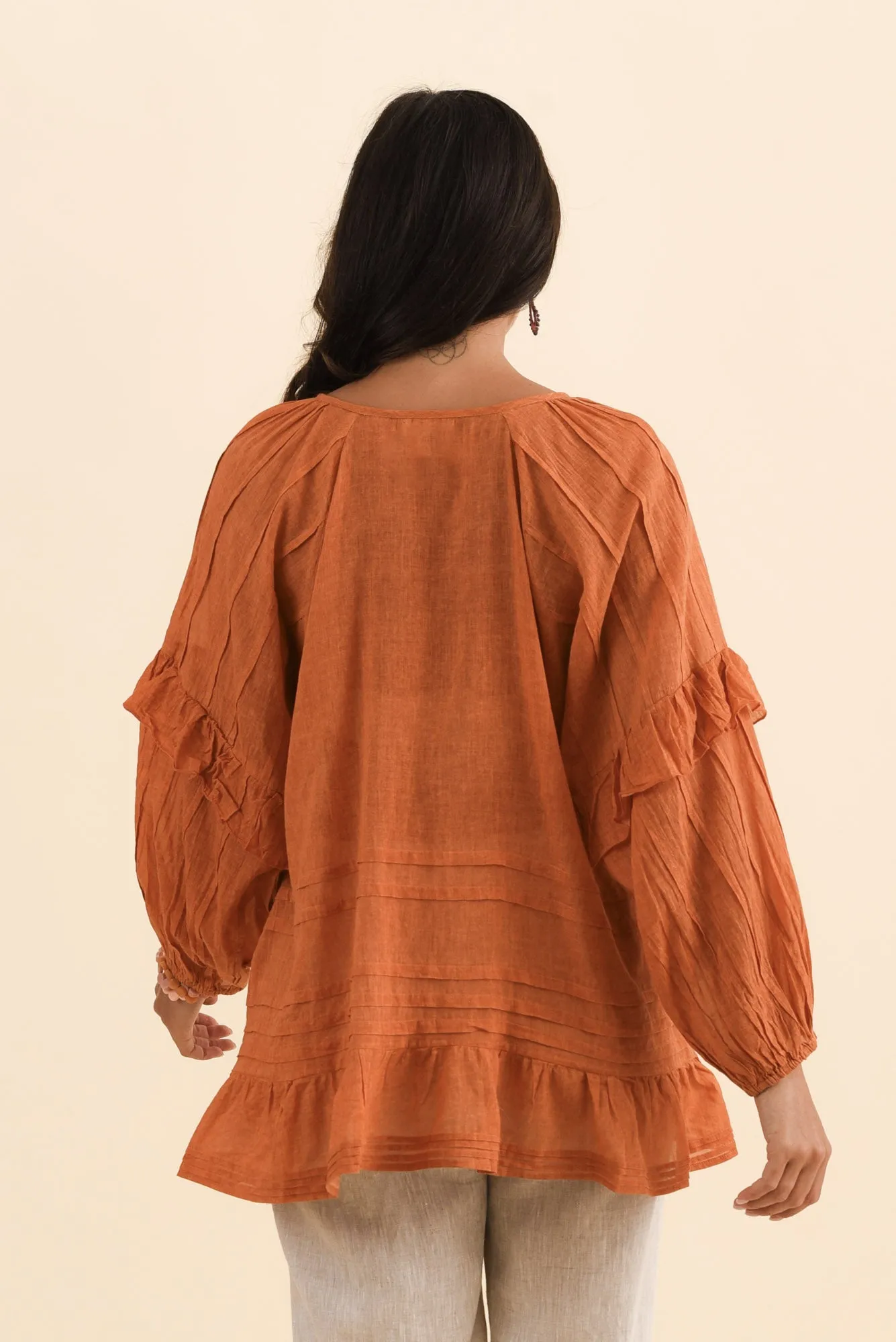 Valencia Orange Cotton Frill Top sold by Blue Bungalow product image thumbnail 4