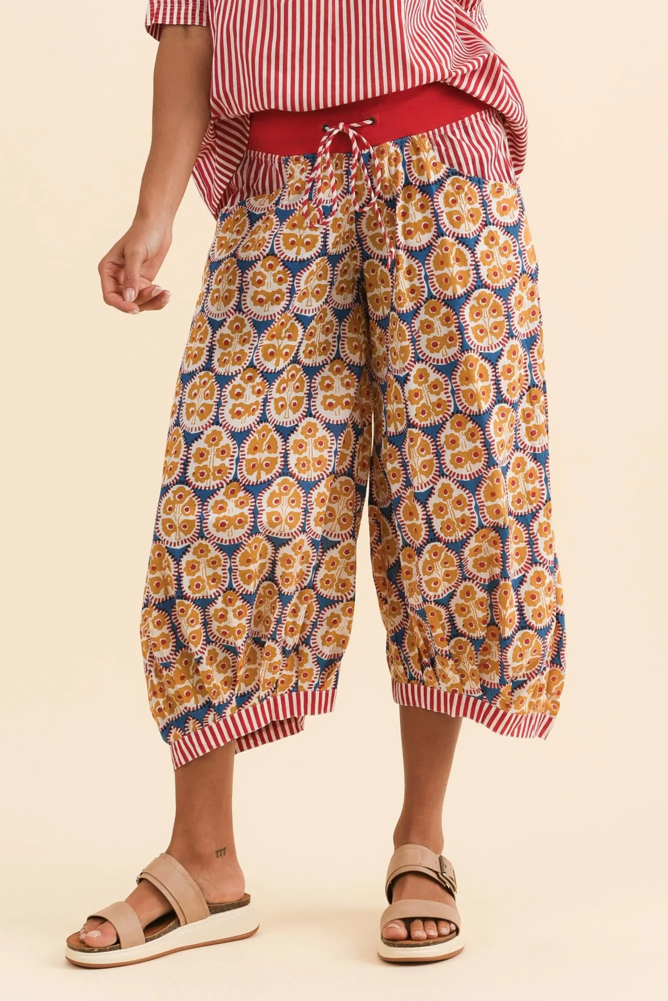 Marulla Yellow Bloom Cotton Pants sold by Blue Bungalow