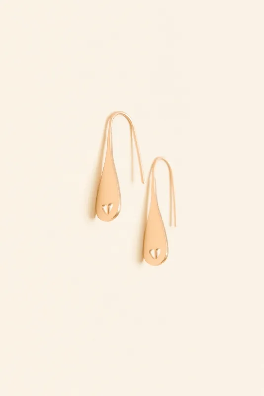 Delia Gold Heart Drop Earrings sold by Blue Bungalow