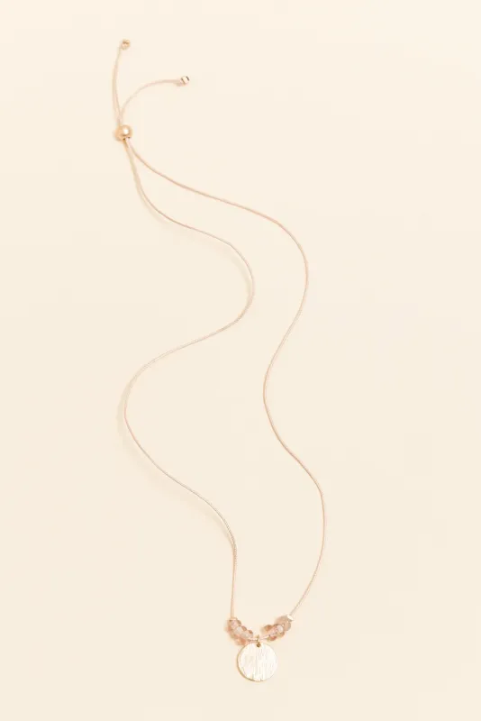 Sara Pink Beaded Disc Necklace sold by Blue Bungalow