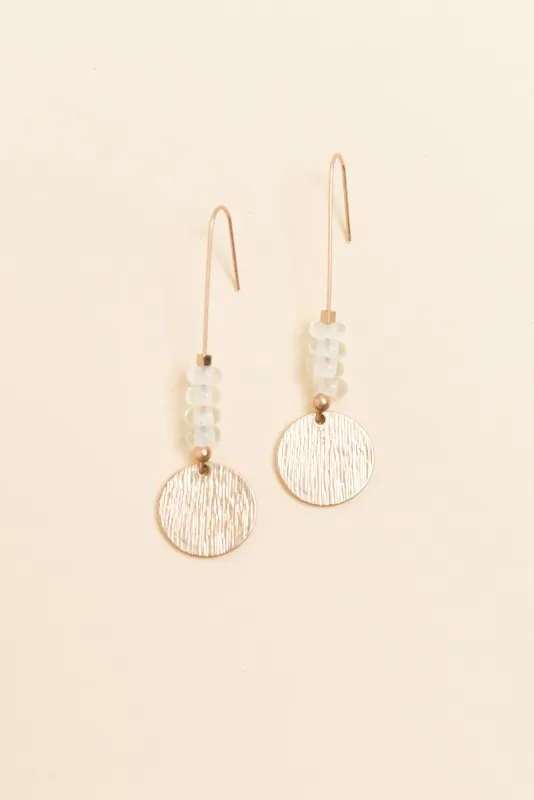 Demeter Clear Beaded Disc Earrings sold by Blue Bungalow