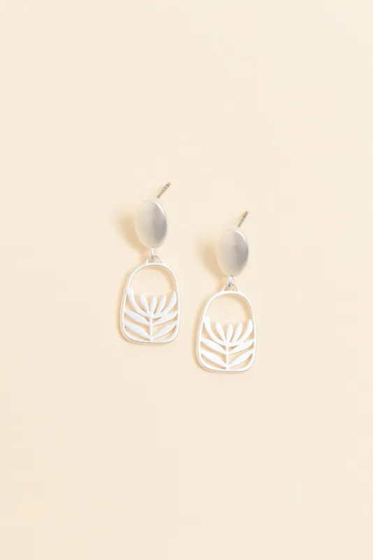 Grace Silver Flower Drop Earrings sold by Blue Bungalow