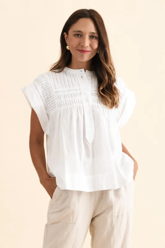 Sharlie White Cotton Button Top sold by Blue Bungalow