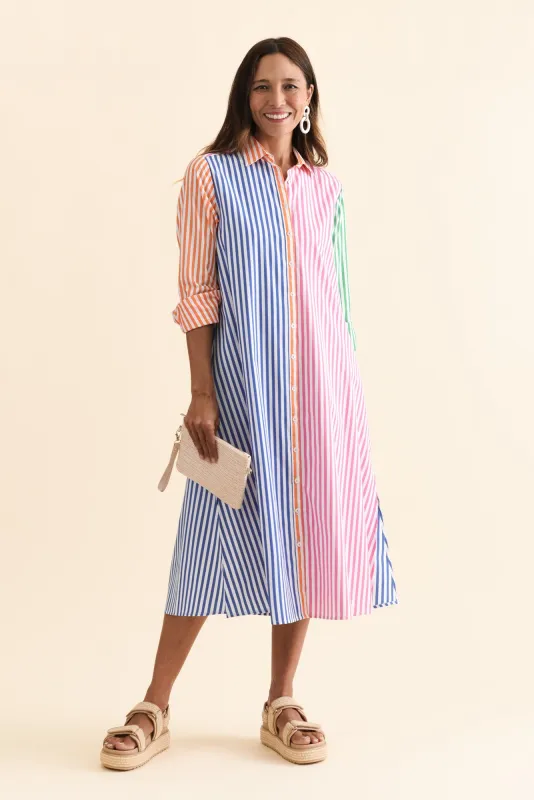 Luna Pink Stripe Cotton Shirt Dress sold by Blue Bungalow
