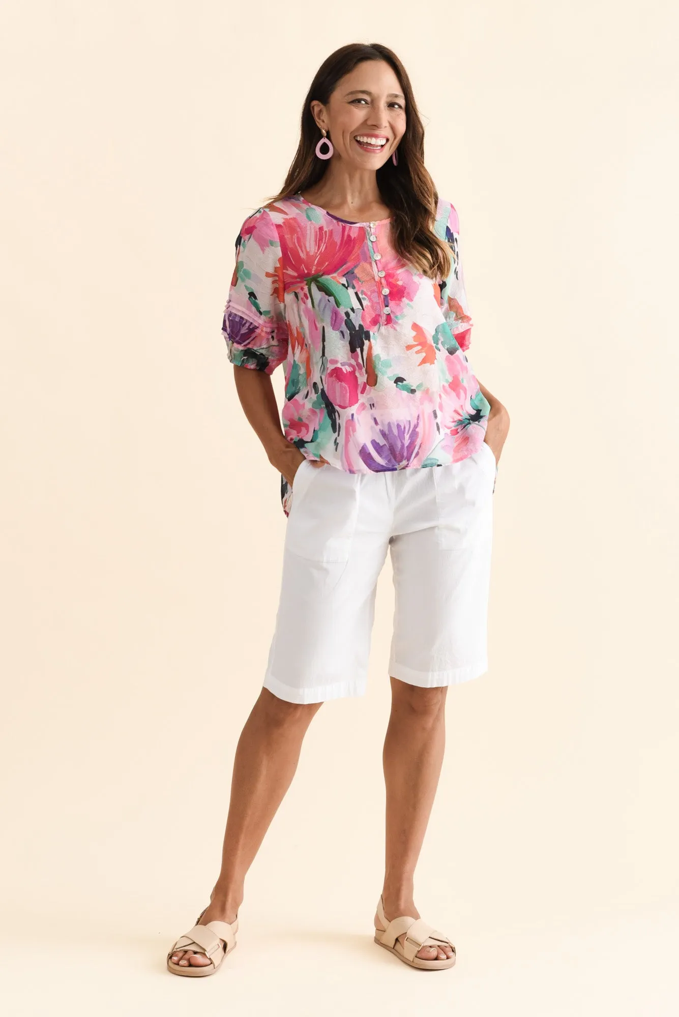 Paden Pink Floral Button Top sold by Blue Bungalow product image thumbnail 2