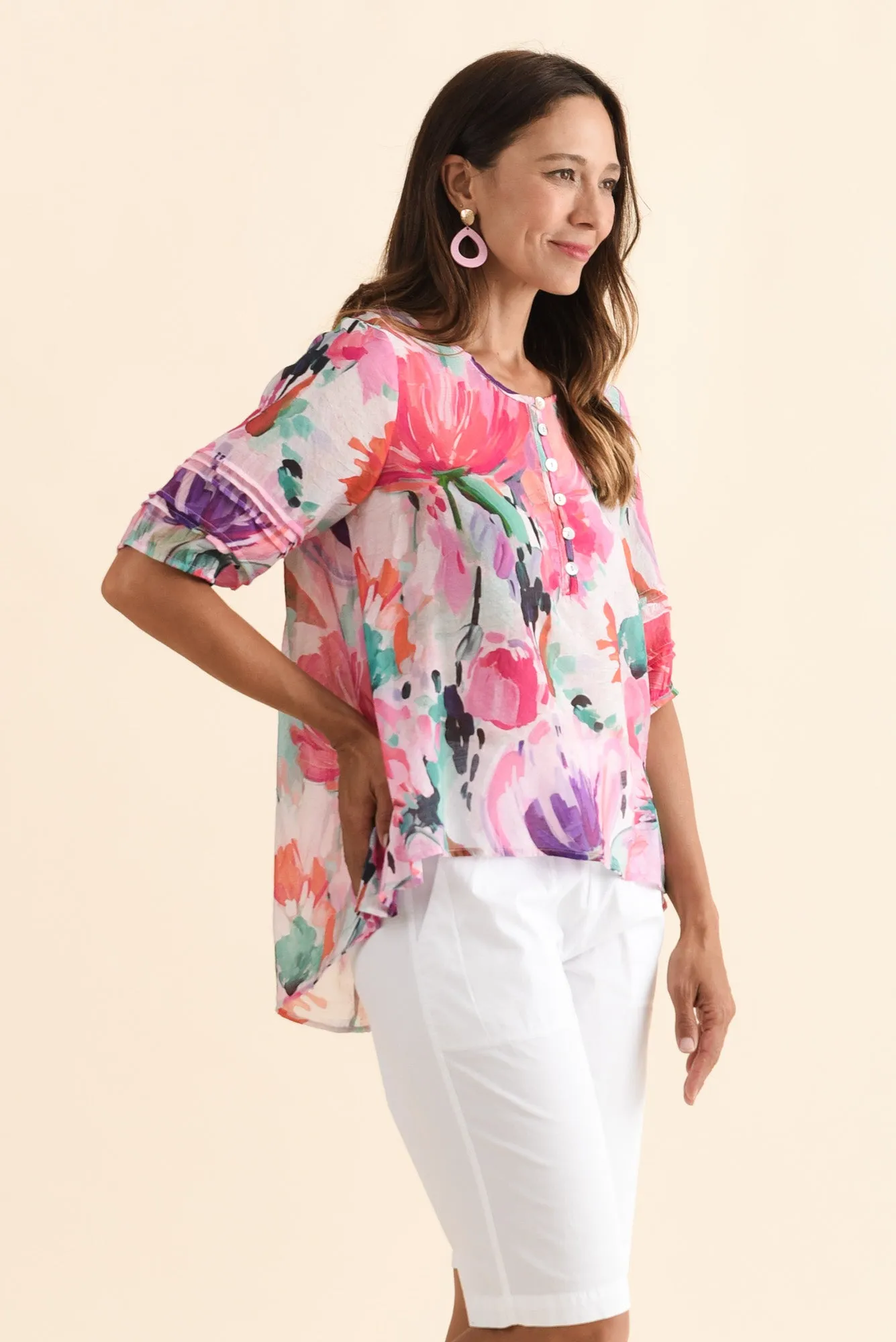 Paden Pink Floral Button Top sold by Blue Bungalow product image thumbnail 3