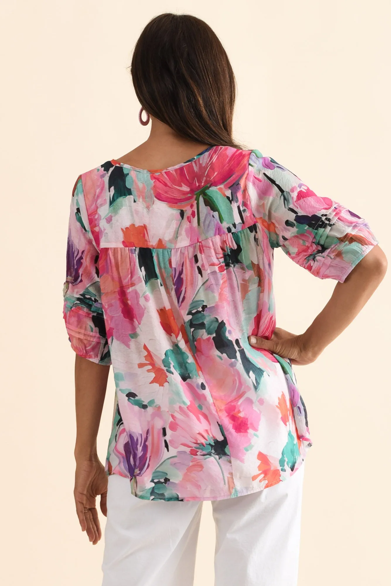 Paden Pink Floral Button Top sold by Blue Bungalow product image thumbnail 4