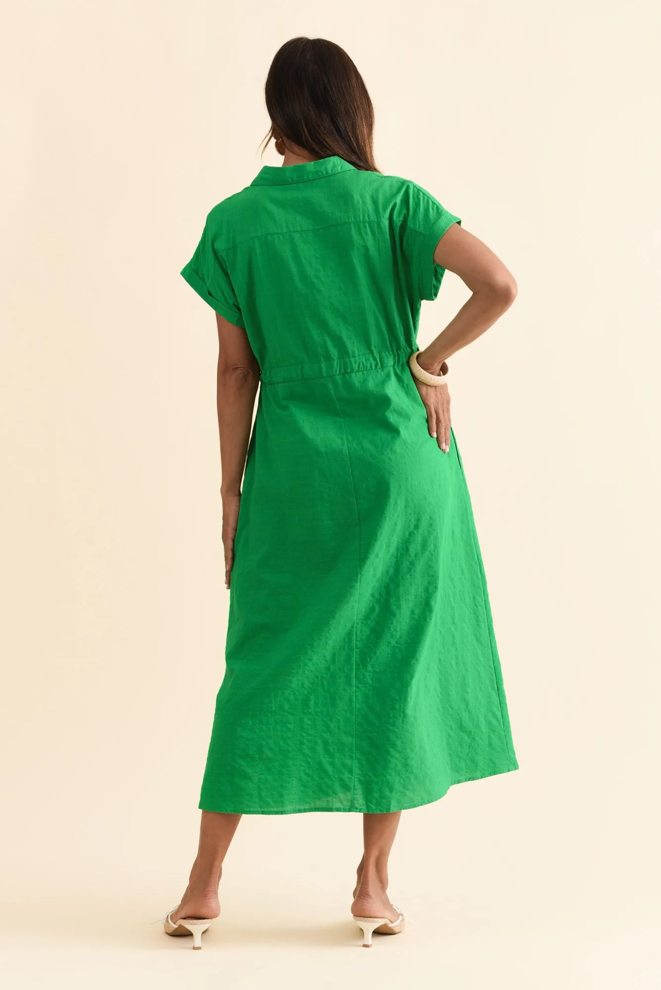 Brydie Green Check Cotton Blend Dress sold by Blue Bungalow product image thumbnail 4