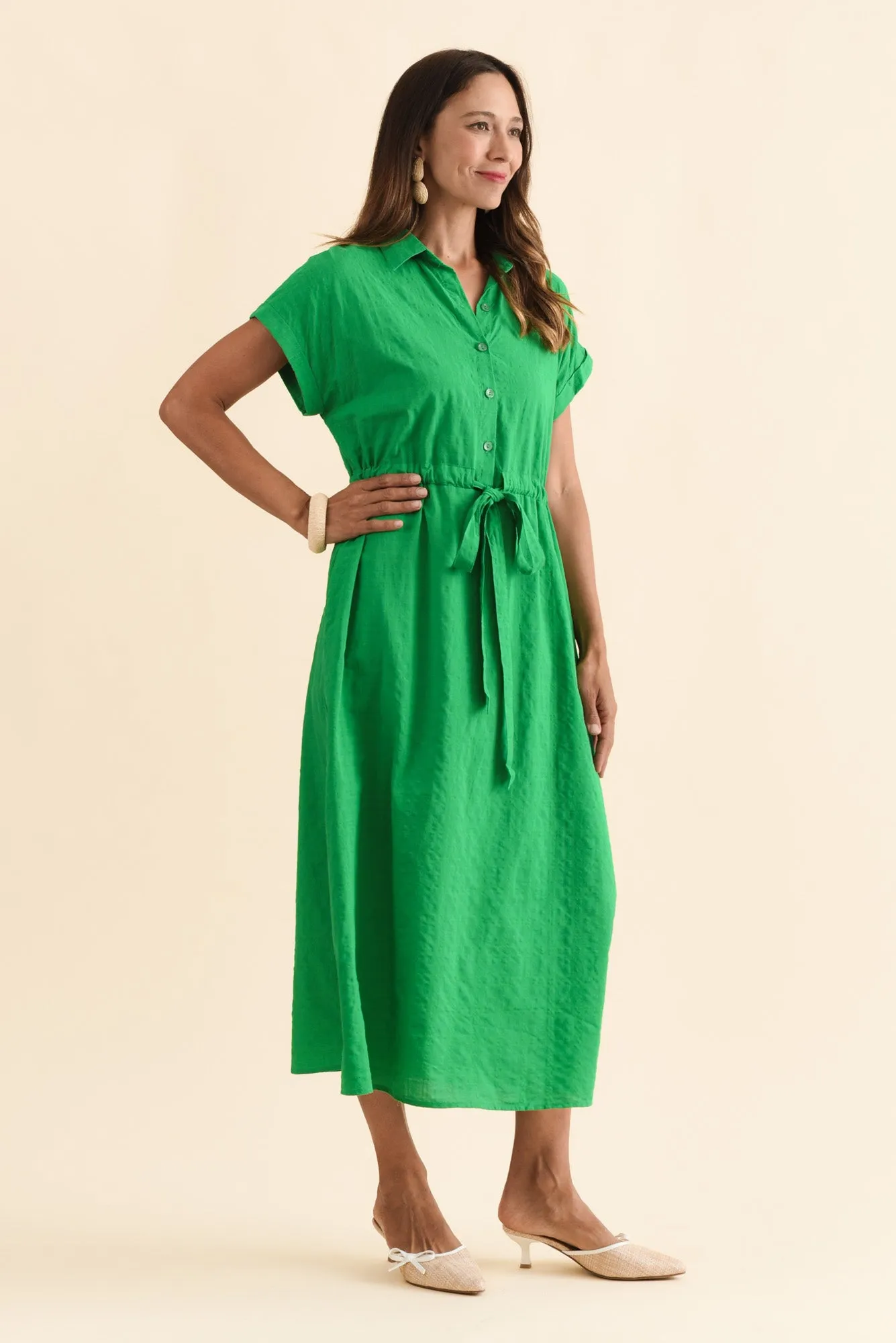 Brydie Green Check Cotton Blend Dress sold by Blue Bungalow product image thumbnail 3