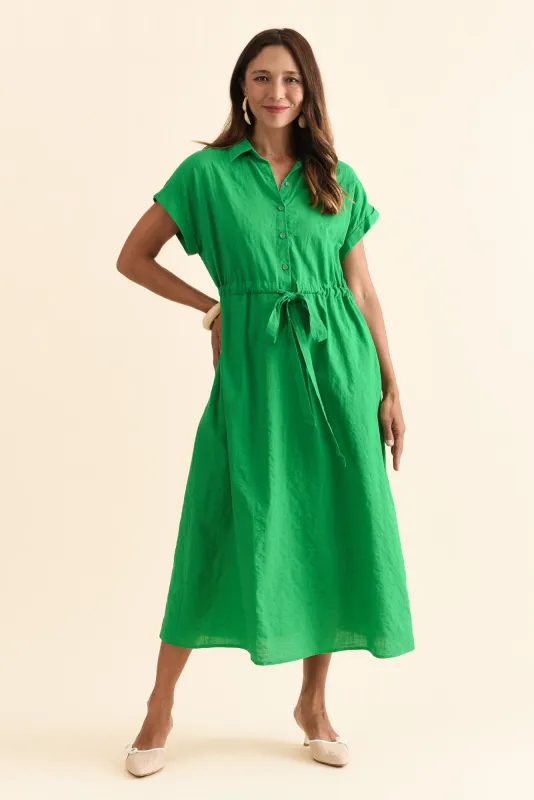 Brydie Green Check Cotton Blend Dress sold by Blue Bungalow