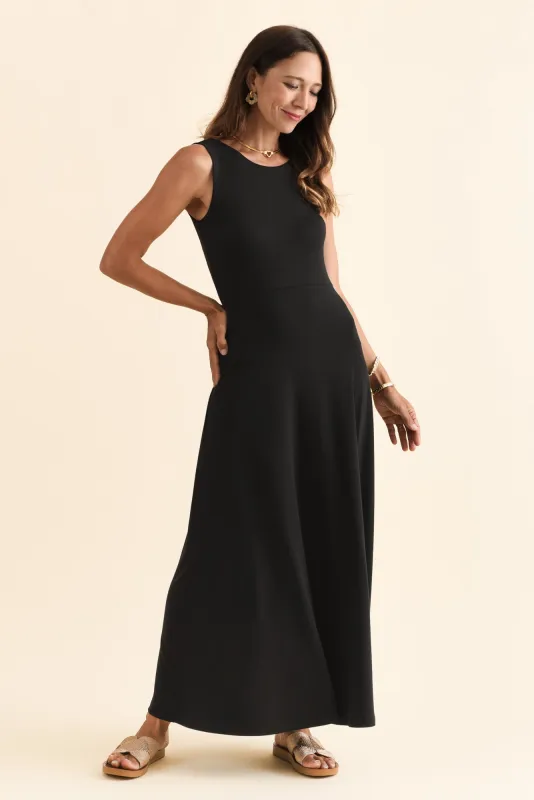 Charlotte Black Bamboo Maxi Dress sold by Blue Bungalow