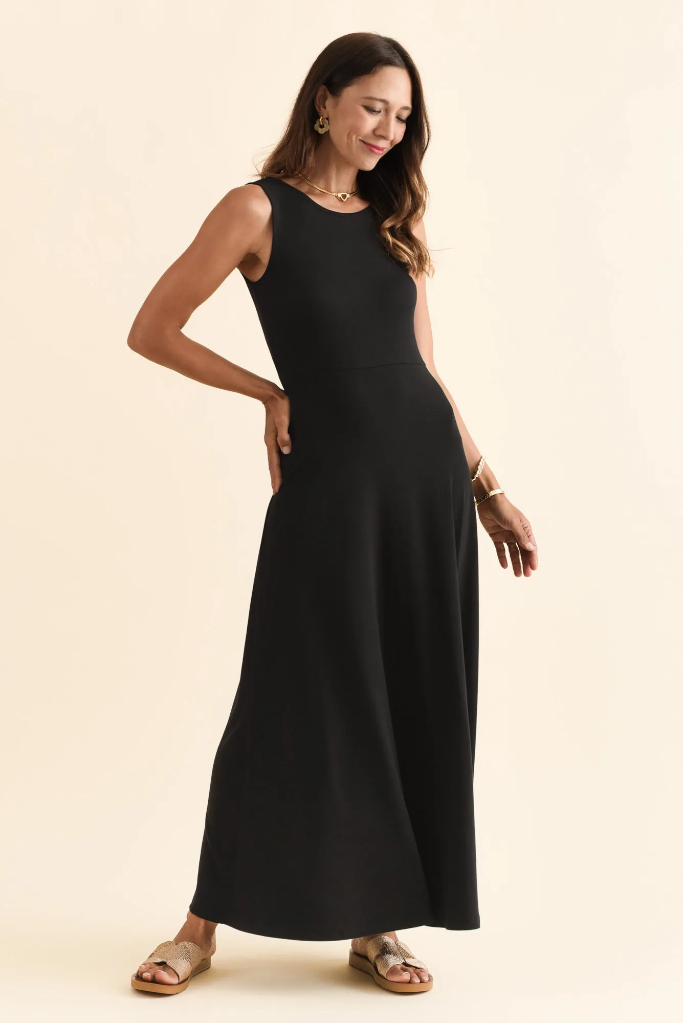 Charlotte Black Bamboo Maxi Dress sold by Blue Bungalow
