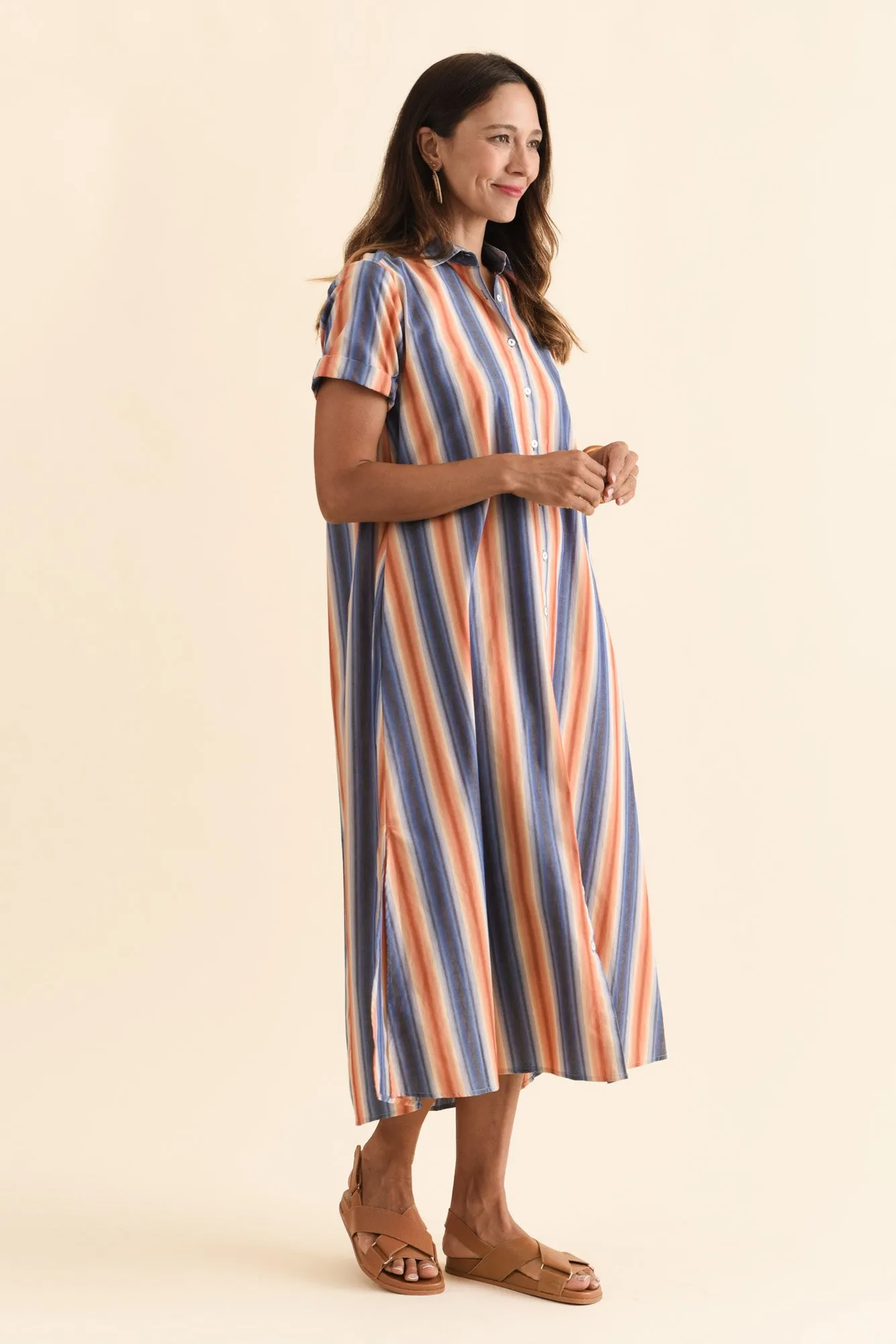 Deirdre Blue Stripe Cotton Tie Dress sold by Blue Bungalow product image thumbnail 3