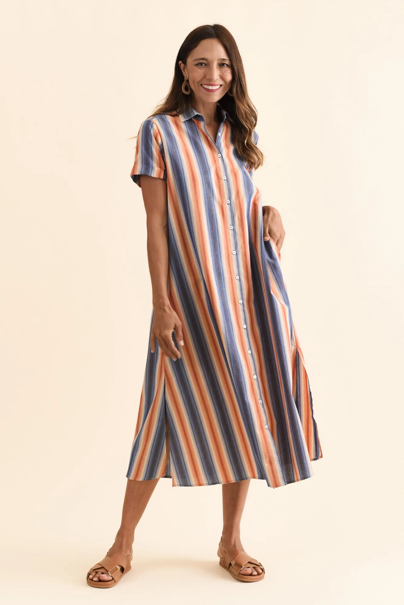 Deirdre Blue Stripe Cotton Tie Dress sold by Blue Bungalow product image thumbnail 2
