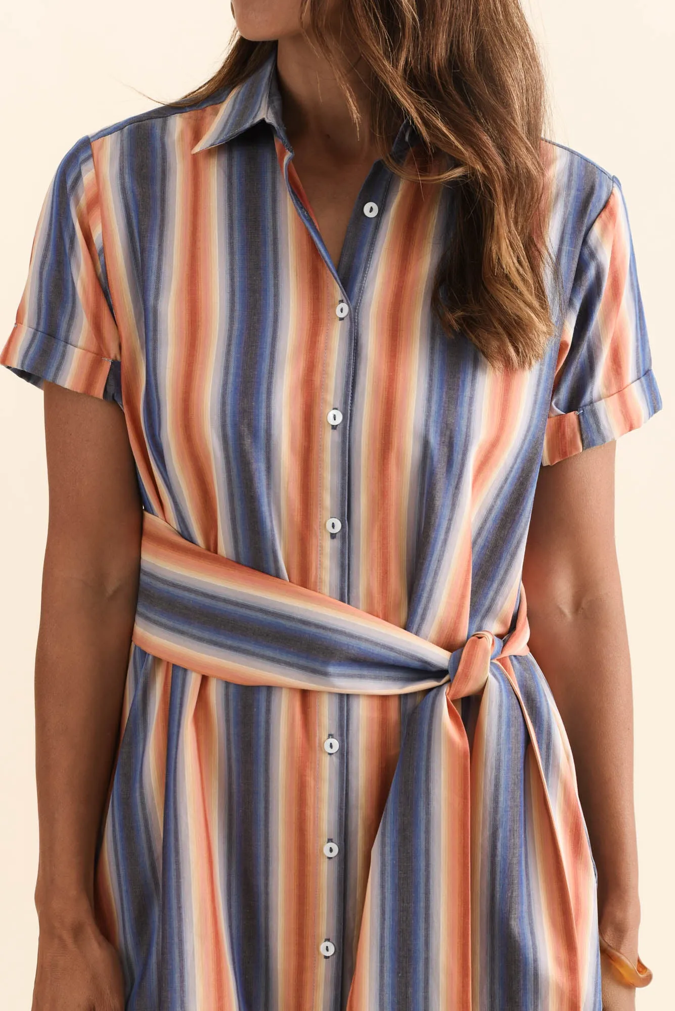 Deirdre Blue Stripe Cotton Tie Dress sold by Blue Bungalow product image thumbnail 4